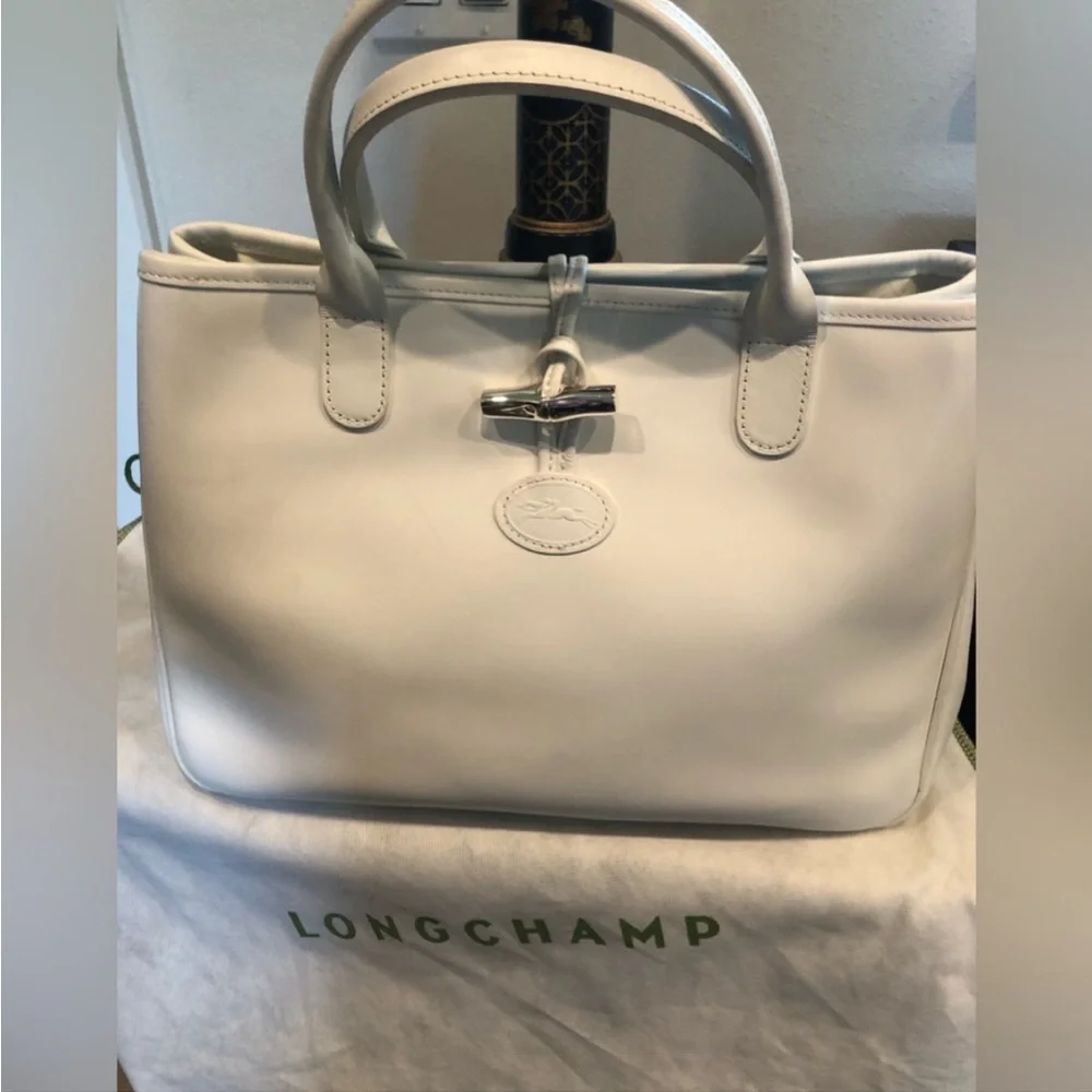 LONGCHAMP ROSEAU LEATHER TOTE NWOT WHITE - Picture 3 of 15